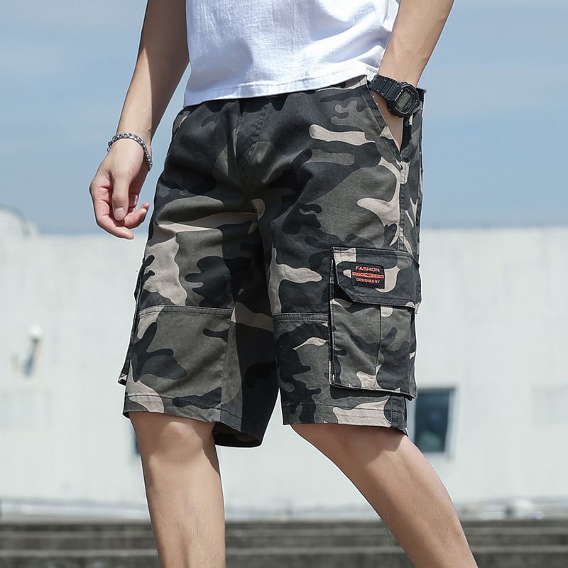 Forår Og Sommer Overalls Herre Shorts Trend Fem Point Løs Afslappet 2023 Camouflage