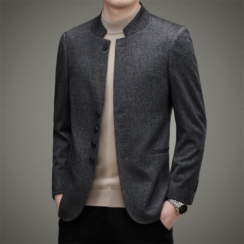 Herre Blazers Jakke Efterår Retro Cardigan Stand Krave Slim Fit Trend