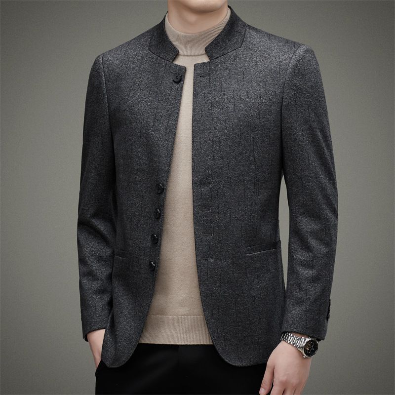 Herre Blazers Jakke Efterår Retro Cardigan Stand Krave Slim Fit Trend