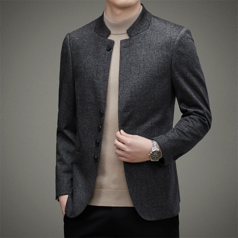 Herre Blazers Jakke Efterår Retro Cardigan Stand Krave Slim Fit Trend