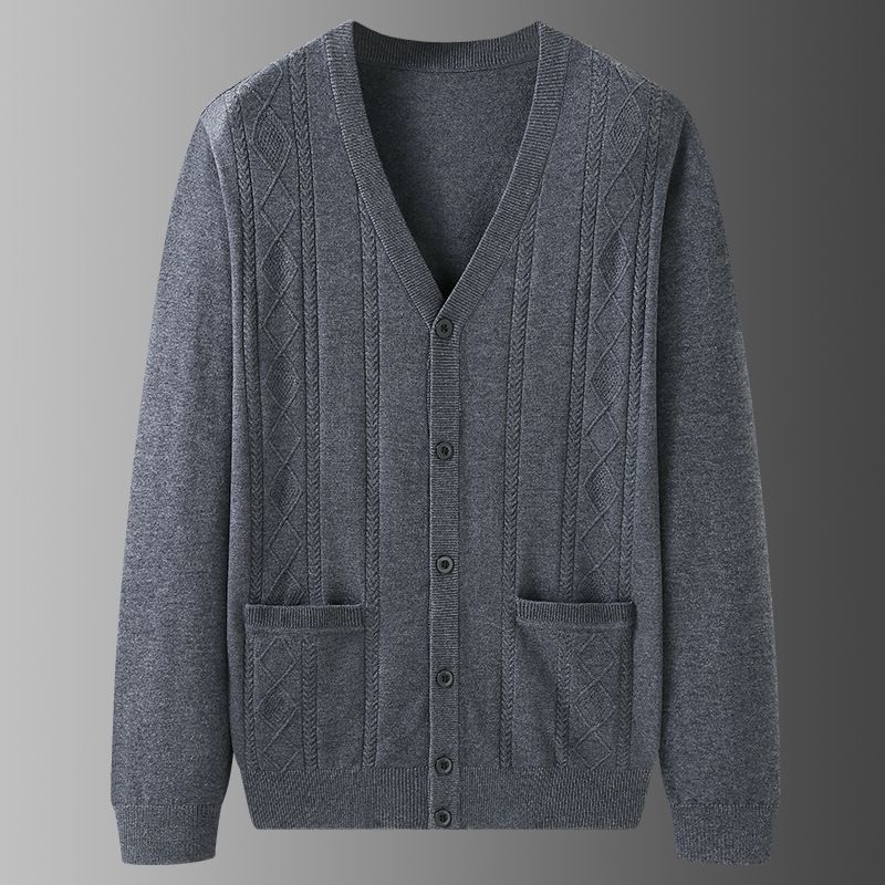 Herre Cardigan Sweater Løs Jakke