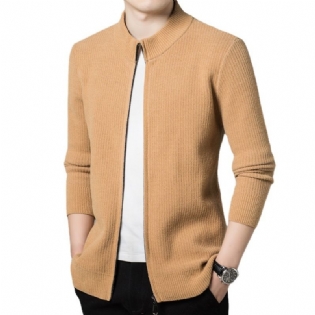 Herre Cardigan Sweater Med Lynlås Trendy Ydre Slid Varm Top Coat