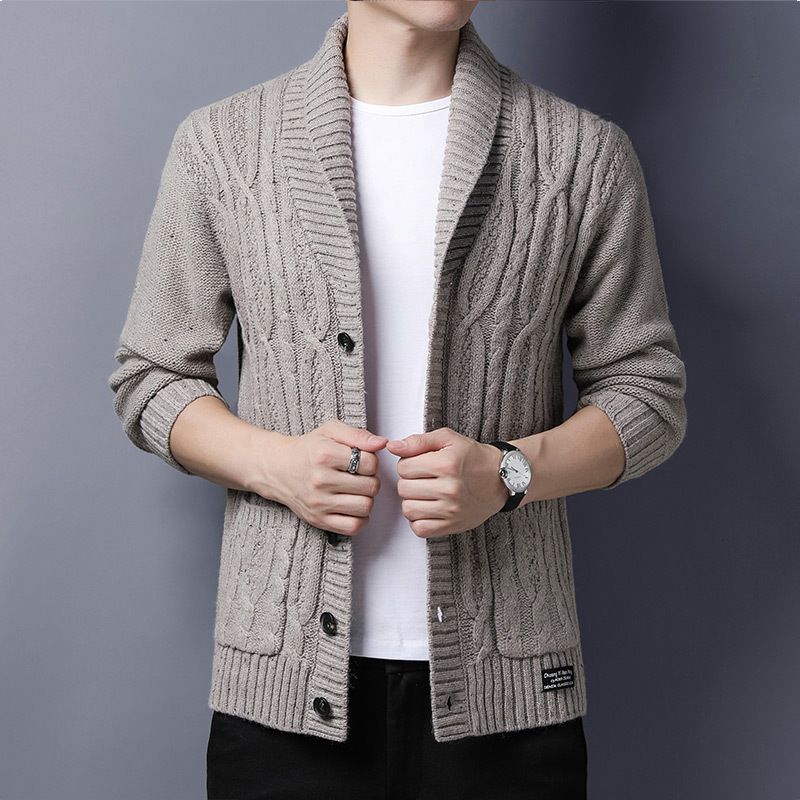 Herre Cardigan Sweater Reversstrik Afslappet Overtøj