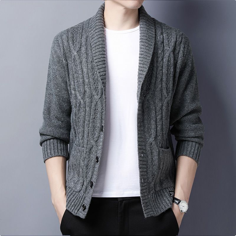 Herre Cardigan Sweater Reversstrik Afslappet Overtøj