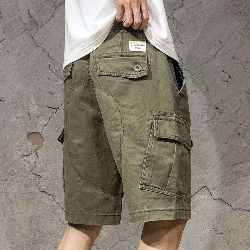 Herre Cargo Shorts Løse Afslappede Kaki Trend