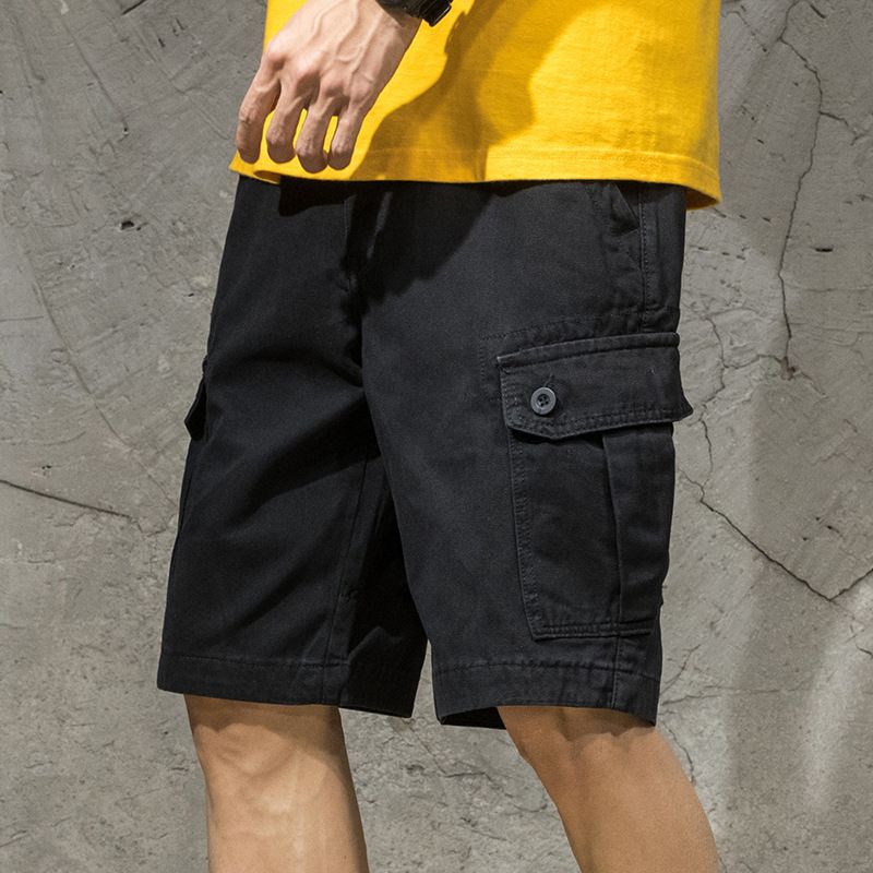 Herre Cargo Shorts Løse Afslappede Kaki Trend