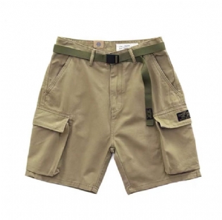 Herre Cargo-shorts Retro Løse Afslappede Fem Point Ren Bomuld Store Lommer