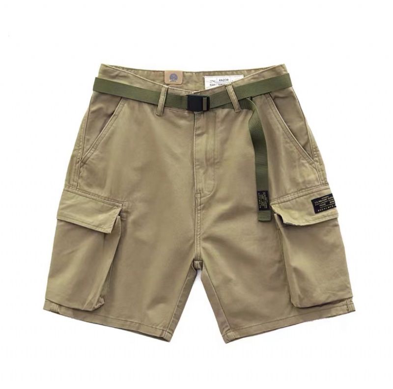 Herre Cargo-shorts Retro Løse Afslappede Fem Point Ren Bomuld Store Lommer