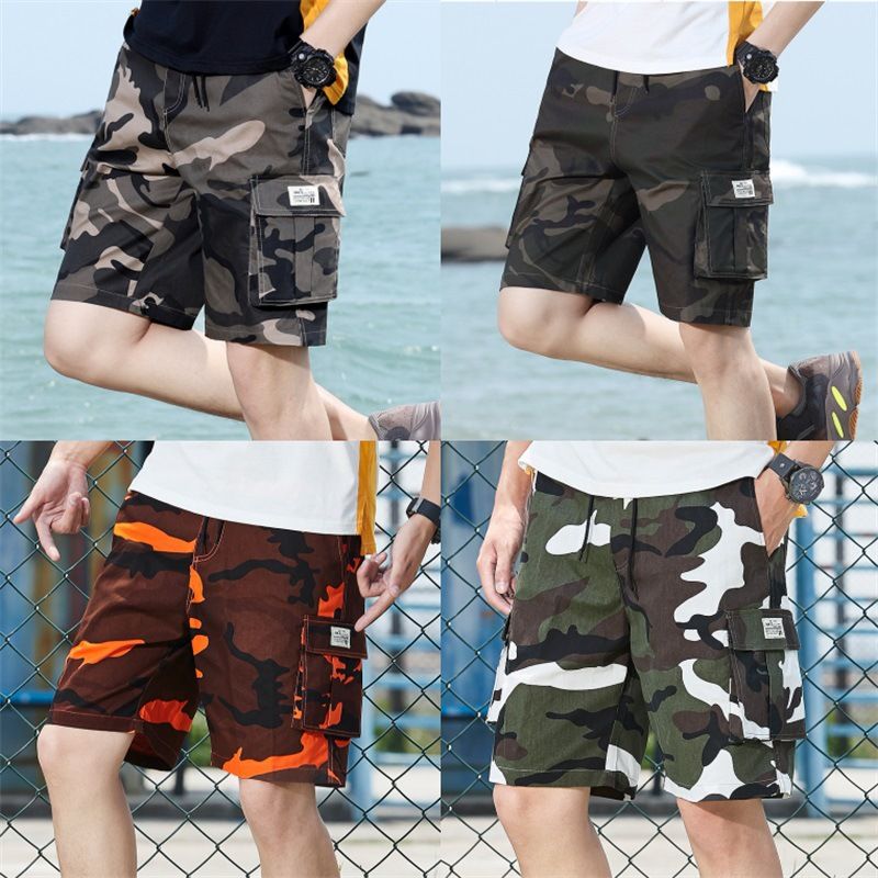 Herre Cargo Shorts Sommer Fem Point Løse Casual Camouflage Strandshorts