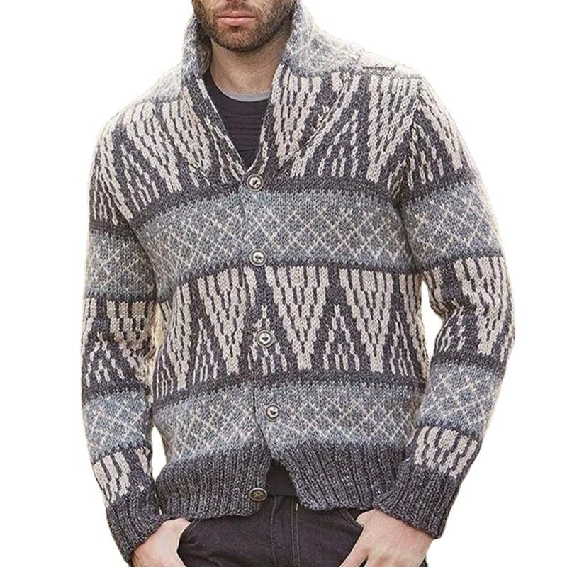 Herre Efterår Og Vinter Ny Langærmet Jacquard Sweater Slim-fit