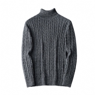 Herre Rullekrave Sweater Ensfarvet Bund Skjorte Top Løs Fortykket