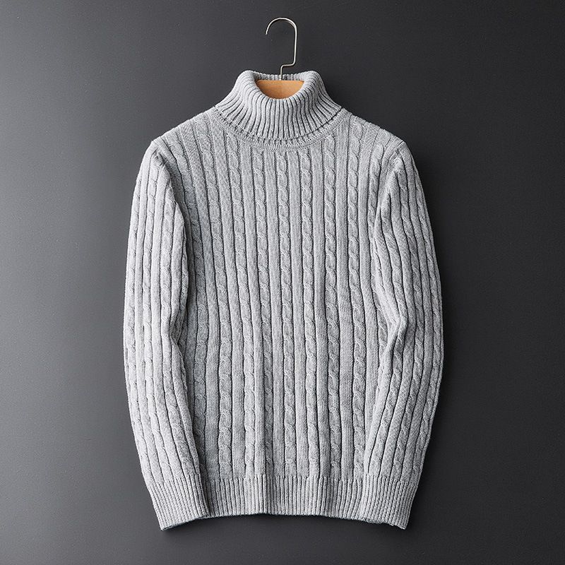 Herre Rullekrave Sweater Ensfarvet Bund Skjorte Top Løs Fortykket