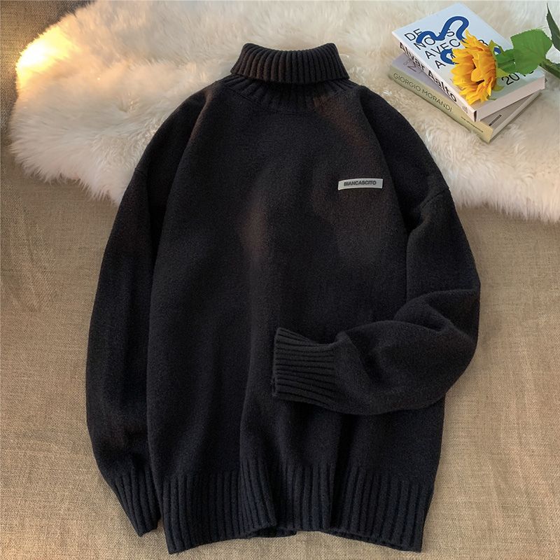 Herre Rullekrave Sweater Retro Bundtrøje Løs Afslappet