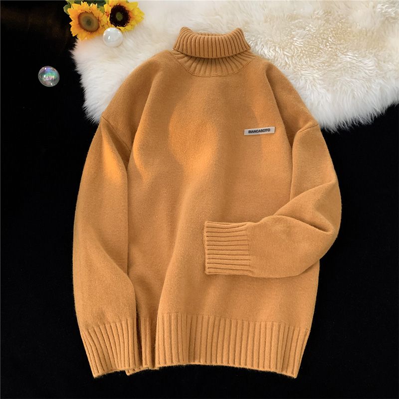 Herre Rullekrave Sweater Retro Bundtrøje Løs Afslappet