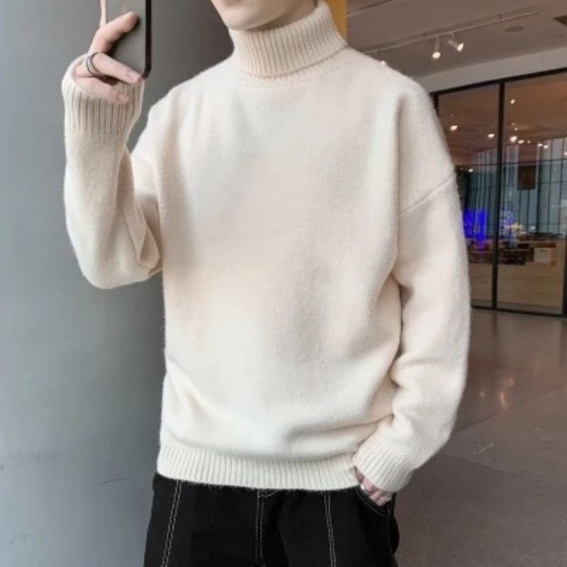 Herre Rullekrave Sweater Trendy Fleece Fortykket Bund