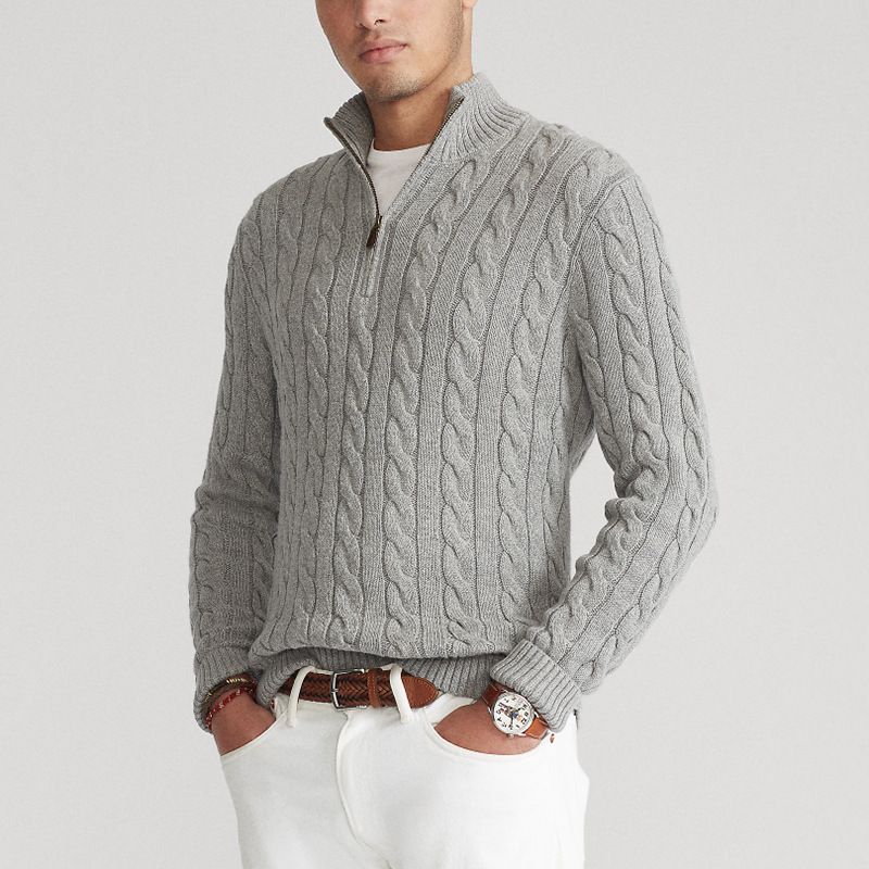 Herre Rullekrave Sweater Varm Tyk Nål Twist Halv