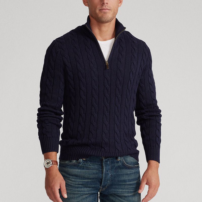 Herre Rullekrave Sweater Varm Tyk Nål Twist Halv