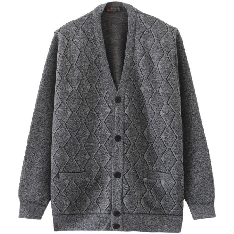 Herre Sweater Cardigan V-hals Stor Størrelse Løs Afslappet Strikket Jakke