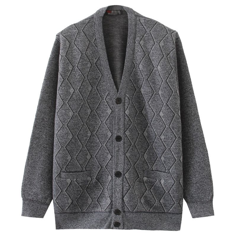 Herre Sweater Cardigan V-hals Stor Størrelse Løs Afslappet Strikket Jakke