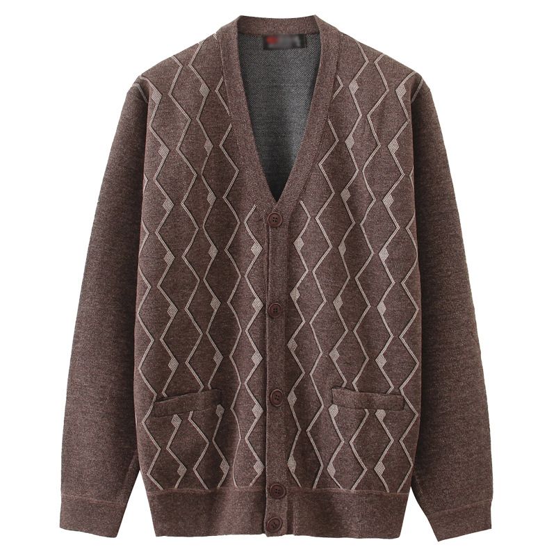 Herre Sweater Cardigan V-hals Stor Størrelse Løs Afslappet Strikket Jakke