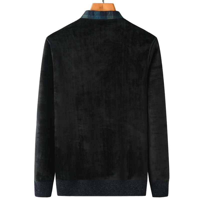 Herre Sweater Fake To Stykker Plus Fleece Tyk Varm Top Løs