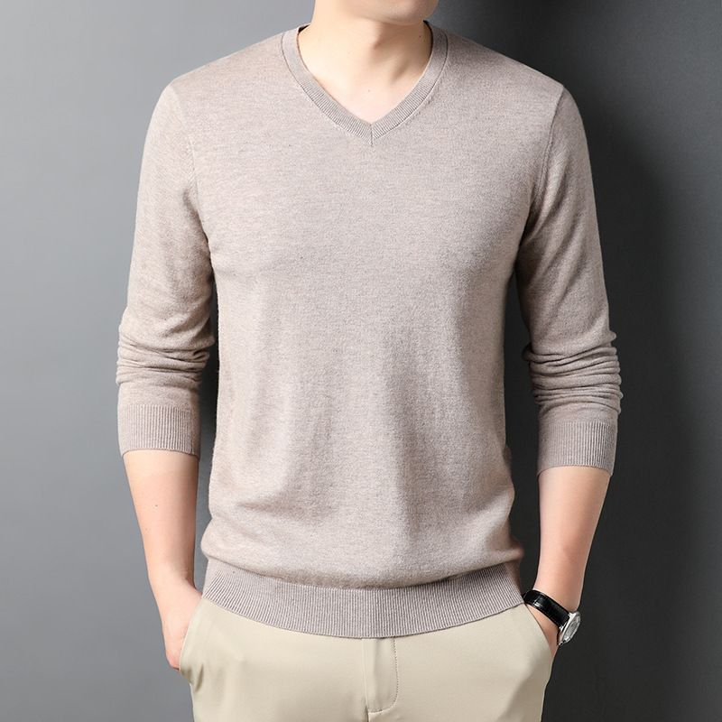 Herre Sweater Gentleman Casual Top Indvendig Ensfarvet Strikket