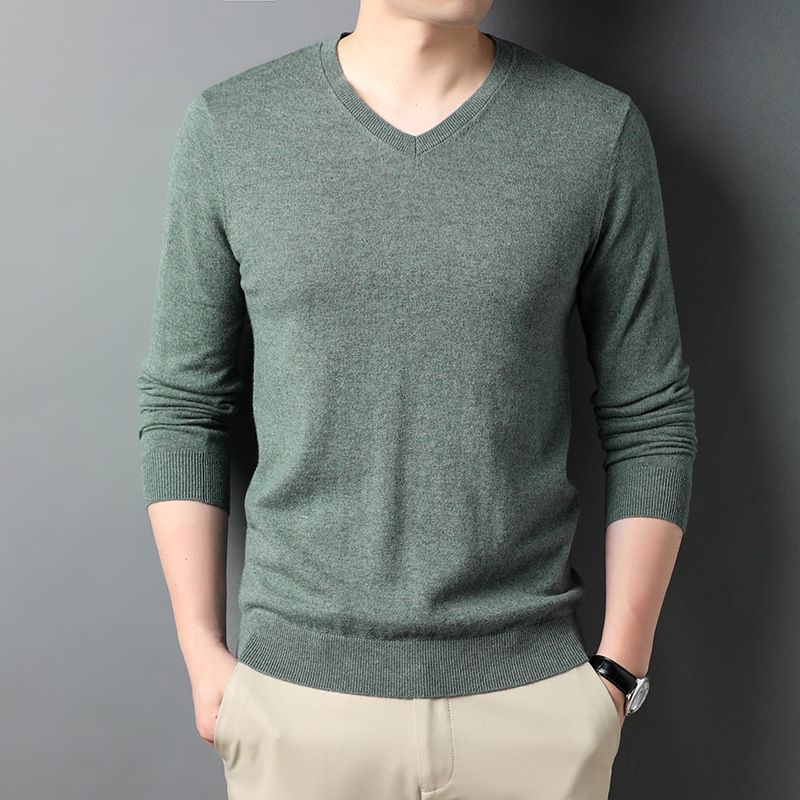 Herre Sweater Gentleman Casual Top Indvendig Ensfarvet Strikket