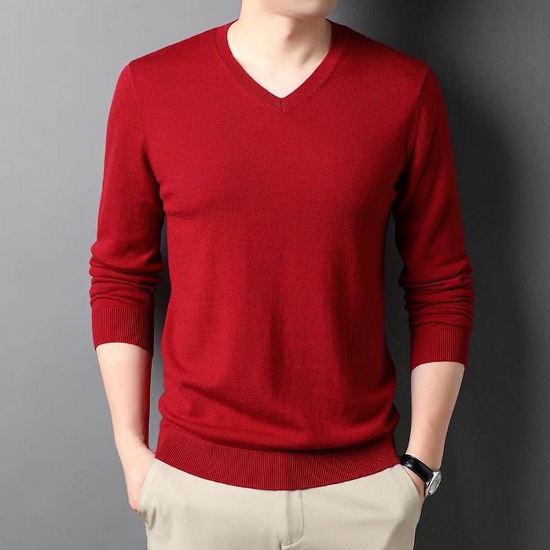 Herre Sweater Gentleman Casual Top Indvendig Ensfarvet Strikket