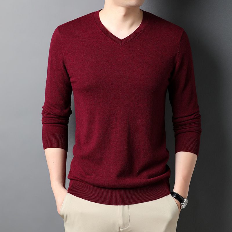 Herre Sweater Gentleman Casual Top Indvendig Ensfarvet Strikket