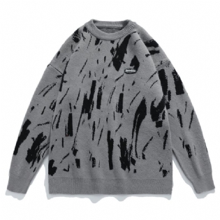 Herre Sweater Graffiti Jacquard 2023 Fall Winter Trend Strik