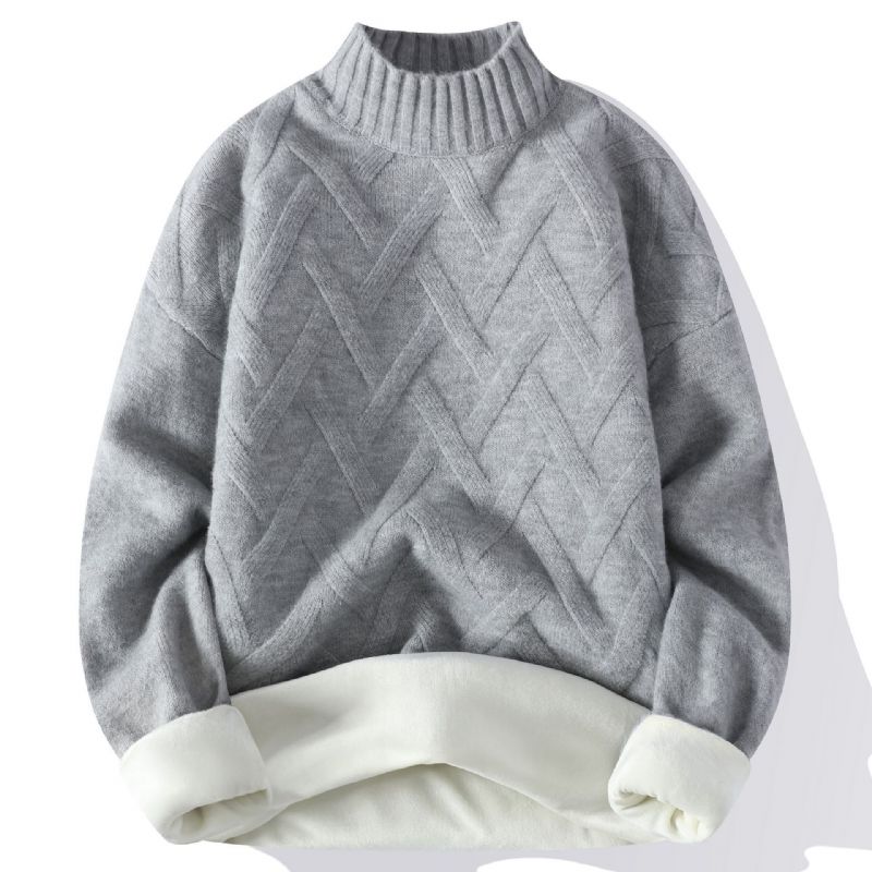 Herre Sweater Halv Rullekrave Fleece Tyk Pullover Trendy Varm