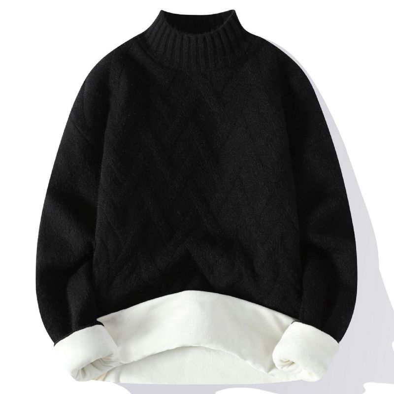 Herre Sweater Halv Rullekrave Fleece Tyk Pullover Trendy Varm