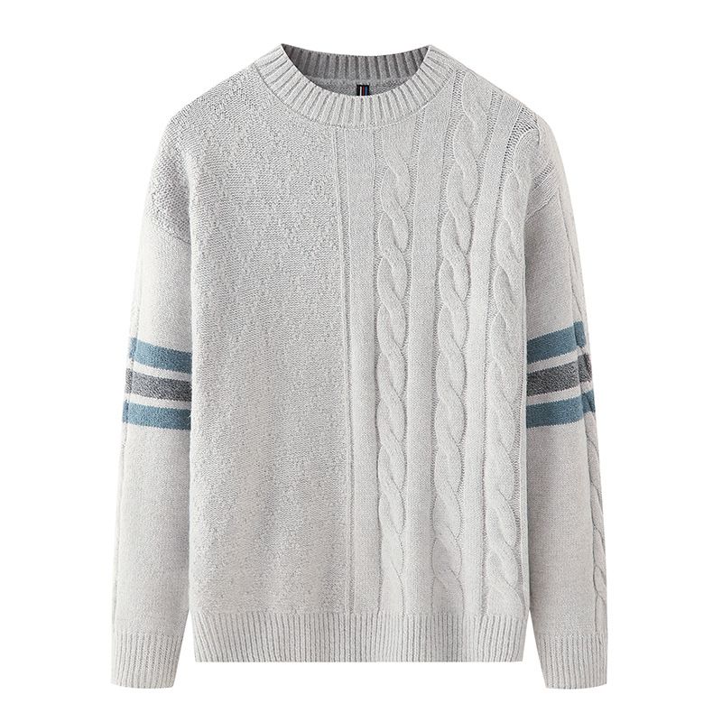 Herre Sweater Slim Fit 2023 Trend Ensfarvet Skjorte Med Rund Hals Strikket