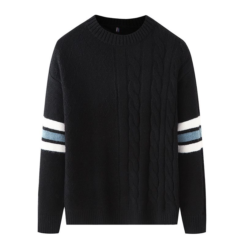 Herre Sweater Slim Fit 2023 Trend Ensfarvet Skjorte Med Rund Hals Strikket