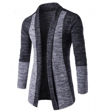 Herre Sweater Strikket Cardigan I Kontrastfarve