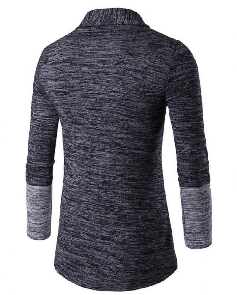 Herre Sweater Strikket Cardigan I Kontrastfarve