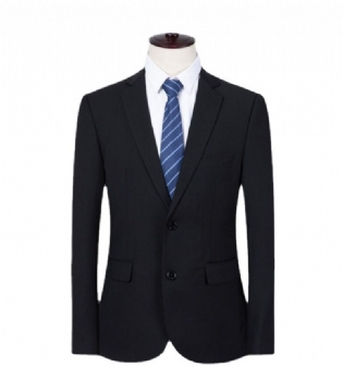 Herreblazere Slim Fit Business-jakke Med To Knapper Sort