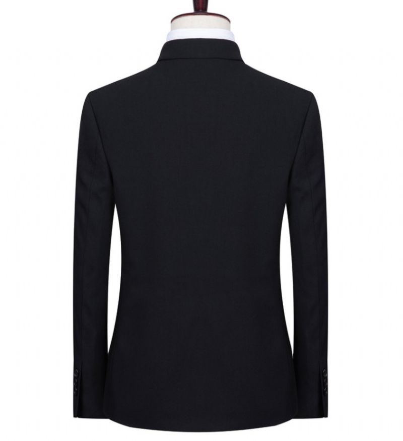 Herreblazere Slim Fit Business-jakke Med To Knapper Sort