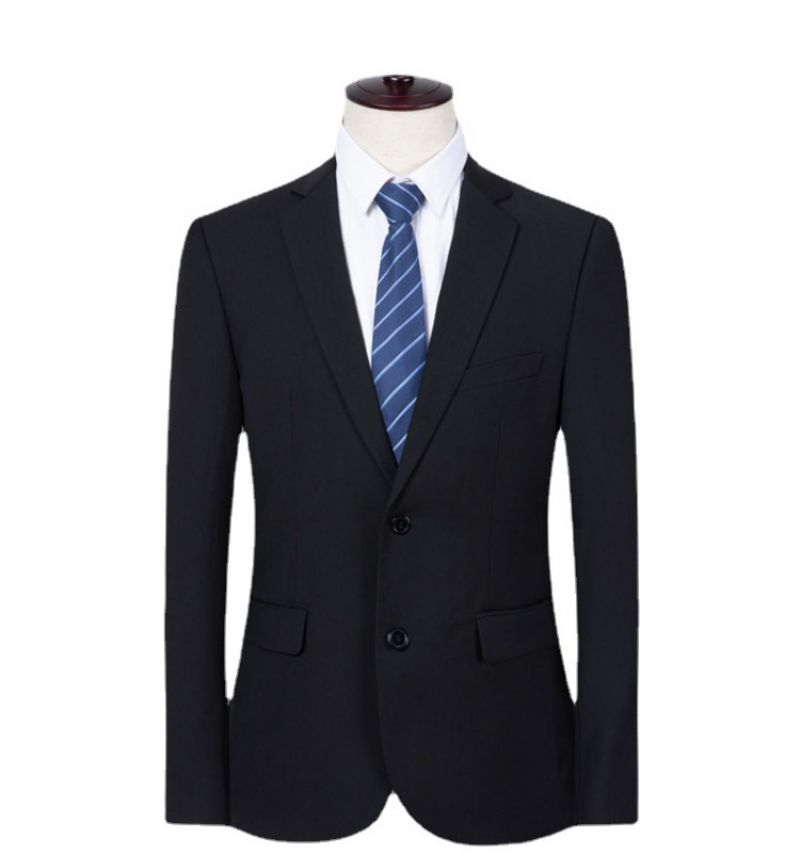 Herreblazere Slim Fit Business-jakke Med To Knapper Sort