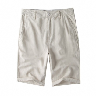 Herreshorts Bomuld Linned Lige Ensfarvet Casual Linen Five Points