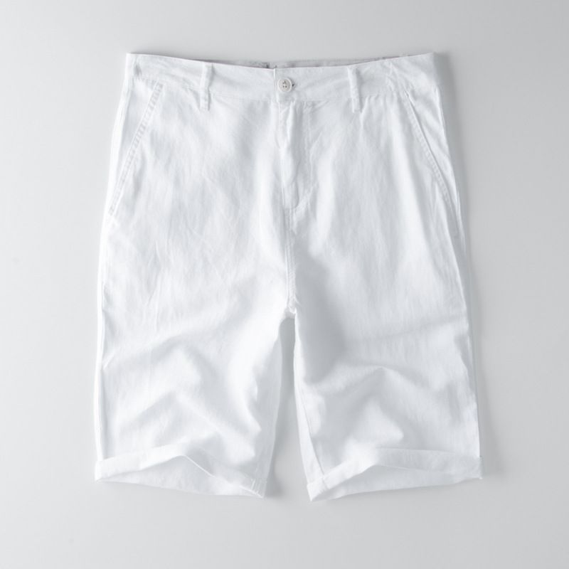 Herreshorts Bomuld Linned Lige Ensfarvet Casual Linen Five Points