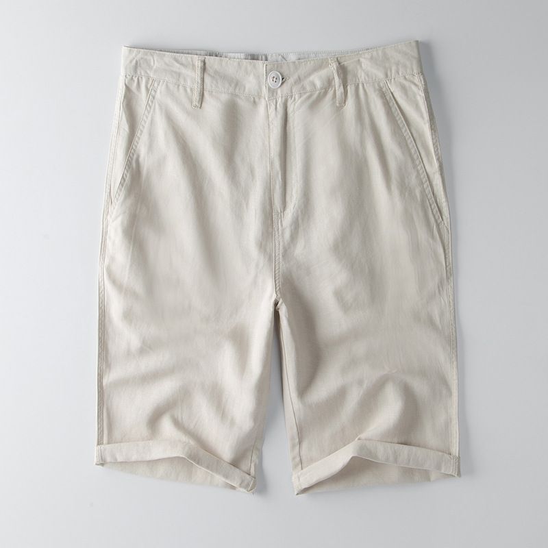 Herreshorts Bomuld Linned Lige Ensfarvet Casual Linen Five Points