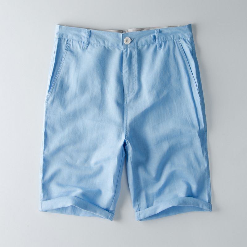 Herreshorts Bomuld Linned Lige Ensfarvet Casual Linen Five Points