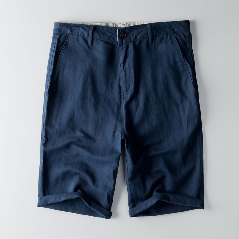 Herreshorts Bomuld Linned Lige Ensfarvet Casual Linen Five Points