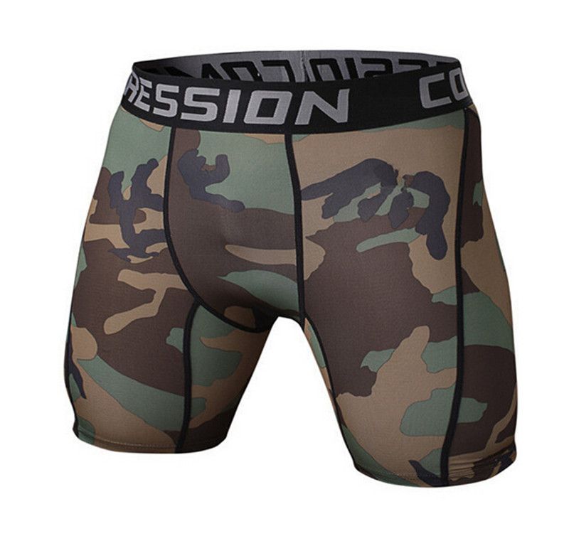 Herreshorts Camouflage Løb Træning Fitness Sport Afslappet Svedabsorberende Elastisk Tynd Stram