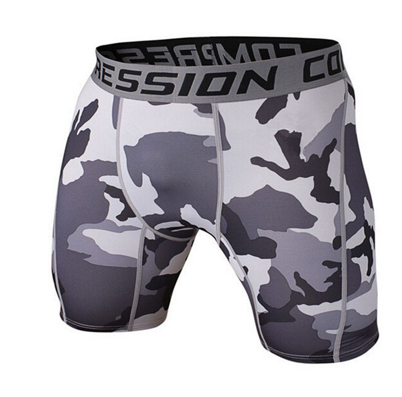 Herreshorts Camouflage Løb Træning Fitness Sport Afslappet Svedabsorberende Elastisk Tynd Stram