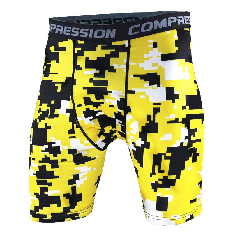 Herreshorts Camouflage Løb Træning Fitness Sport Afslappet Svedabsorberende Elastisk Tynd Stram