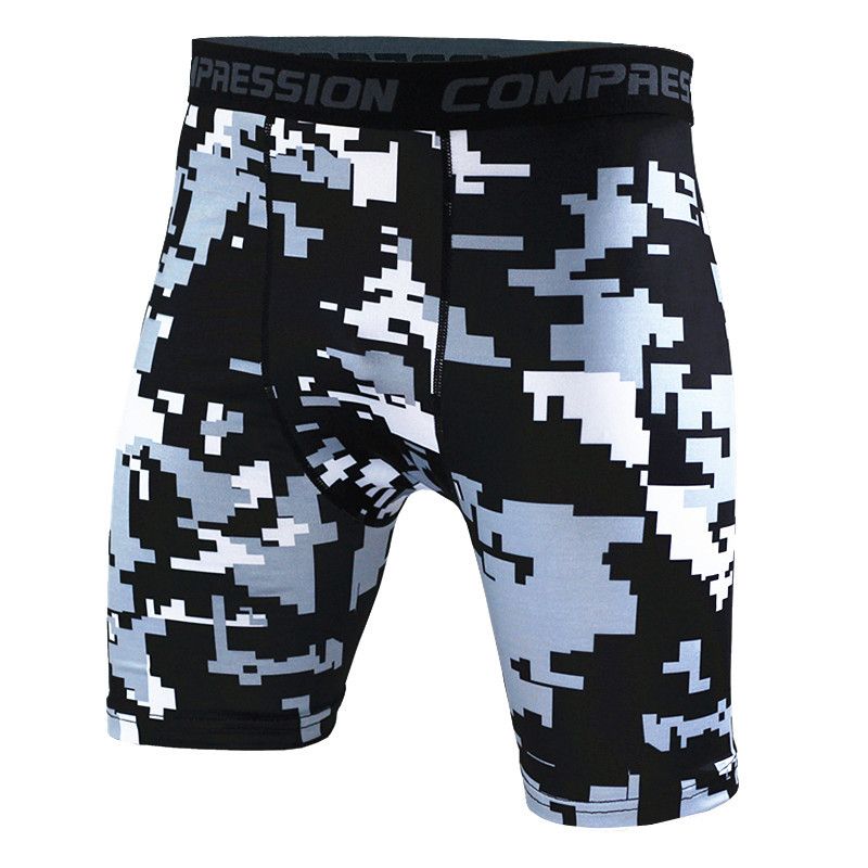 Herreshorts Camouflage Løb Træning Fitness Sport Afslappet Svedabsorberende Elastisk Tynd Stram