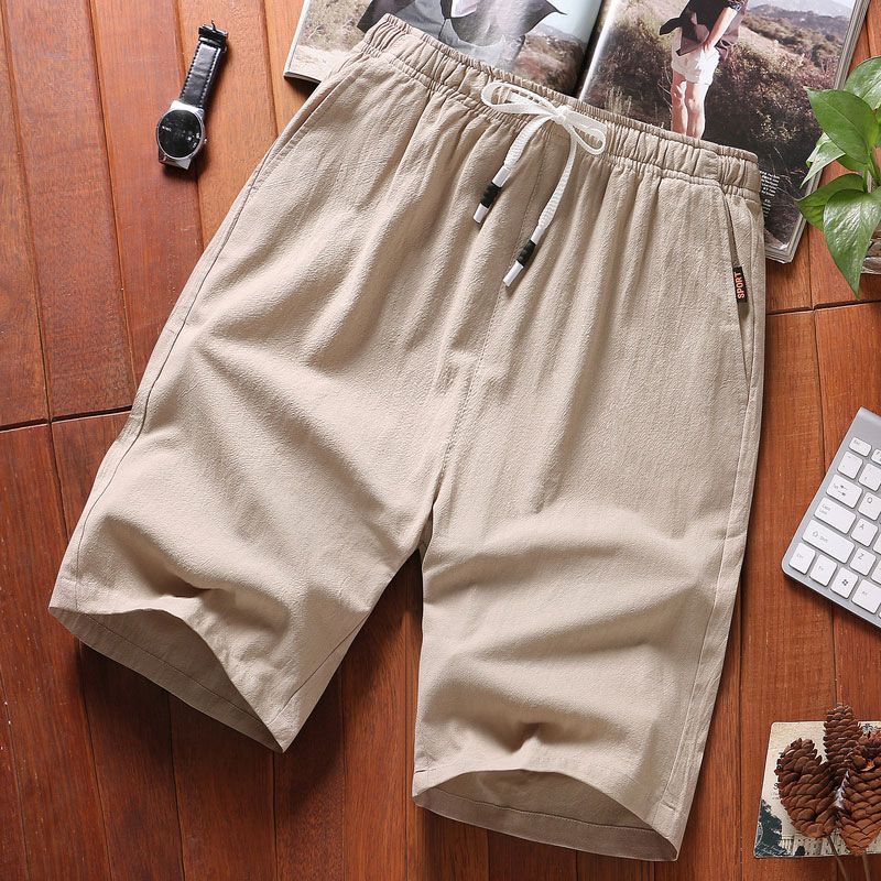 Herreshorts Sommer Bomuld Linned Fem Points Løs Casual Trend