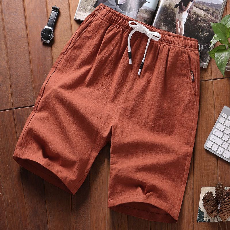 Herreshorts Sommer Bomuld Linned Fem Points Løs Casual Trend